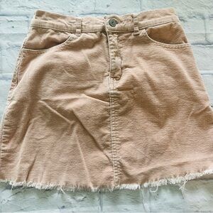 Brandy Melville Corduroy Mini Skirt S | Rose Pink Frayed Hem Pockets